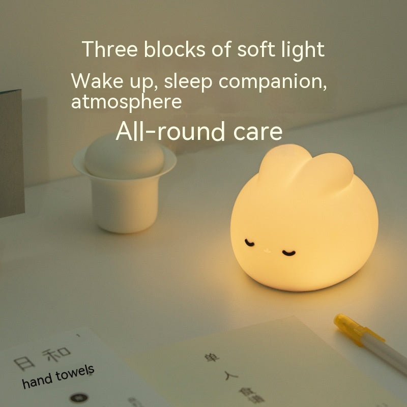 Simple Children Get Up Rabbit Silicone Sleeping USB Charging Night Light