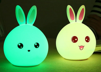 Cute Night Light Animal Rabbit Night Lamps With Colorful Lights