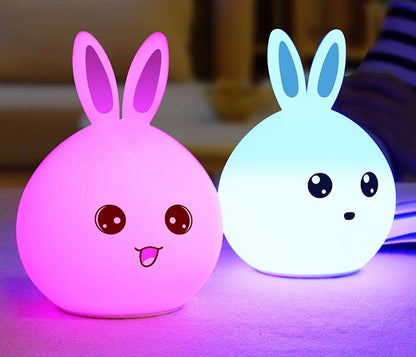 Cute Night Light Animal Rabbit Night Lamps With Colorful Lights